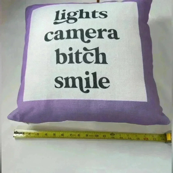 TAYLOR SWIFT INSPIRED Lights Camera Large White/Purple Pillow - Picture 4 of 6